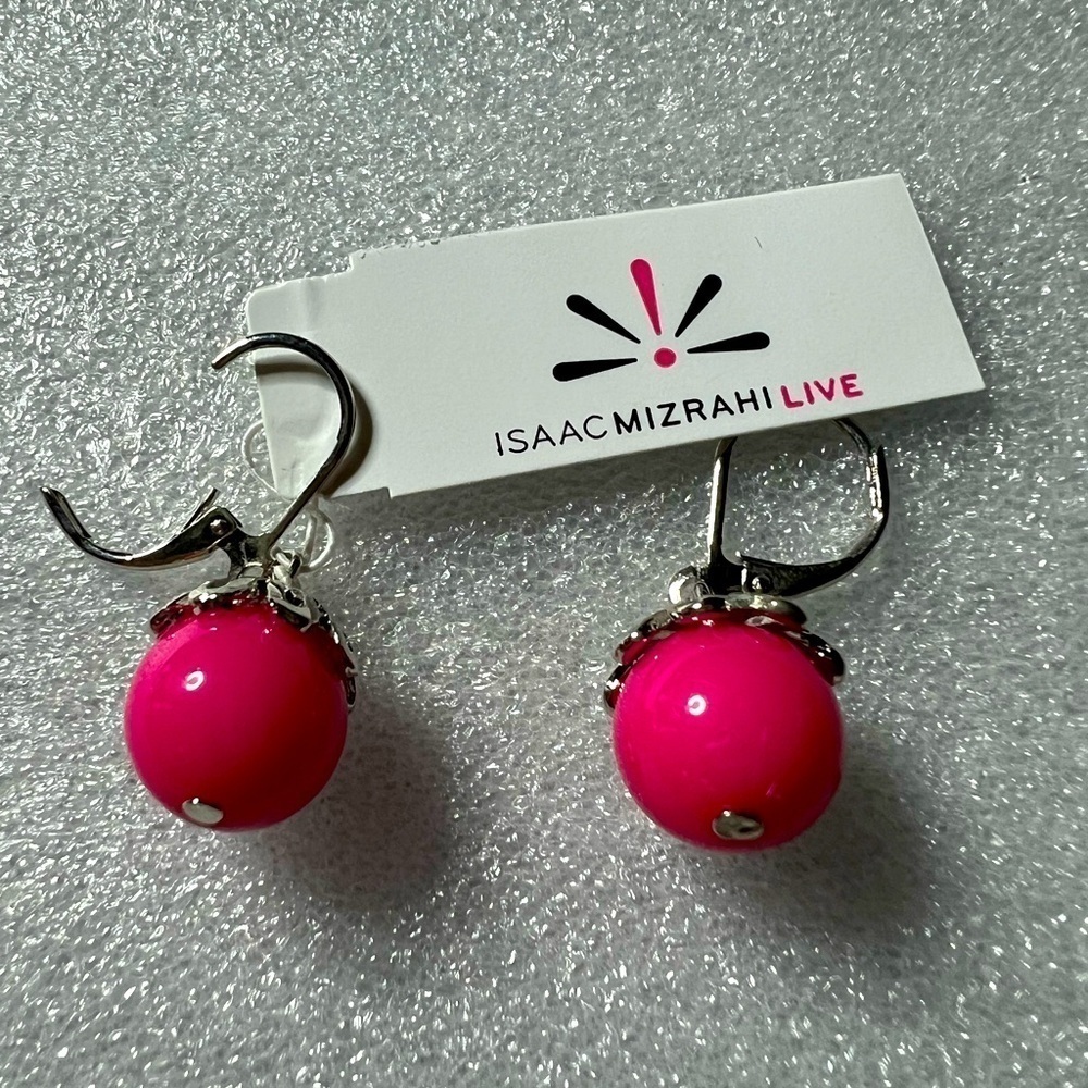 Isaac Mizrahi Hot Pink Dangle Earrings 7$